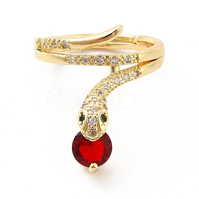 Cubic Zirconia Snake with Glass Wrap Adjustable Ring KK-H439-02B-G-1
