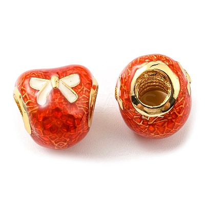 Christmas Brass Enamel European Beads KK-M247-30C-G-1