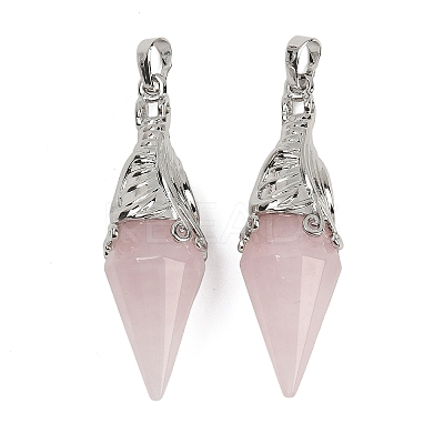 Natural Rose Quartz Faceted Bicone Big Pendants G-Z101-03P-08-1