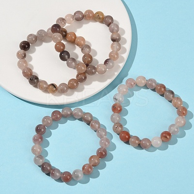 10MM Natural Quartz Round Beaded Stretch Bracelets for Women BJEW-G756-02A-1