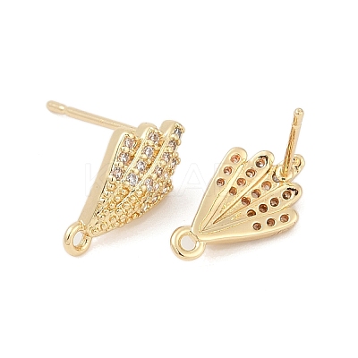 Brass Micro Pave Cubic Zirconia Stud Earring Findings LS-KK-Z094-13G-1