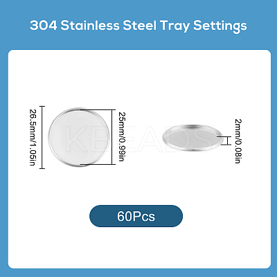 60Pcs 304 Stainless Steel Plain Edge Bezel Cups STAS-SC0009-12-1