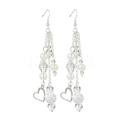 Brass Heart Dangle Earrings EJEW-FS00043-1
