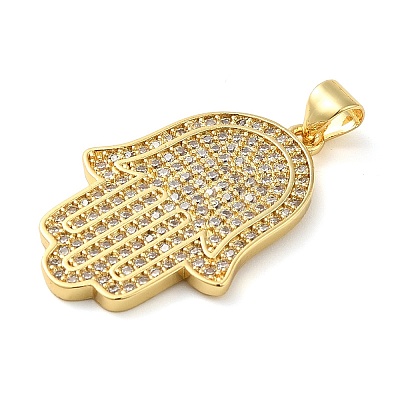 Rack Plating Brass Micro Pave Clear Cubic Zirconia Pendants KK-C047-08G-1