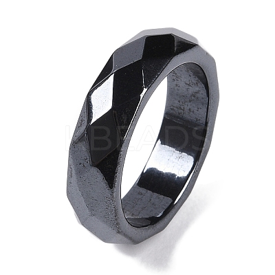 Magnetic Synthetic Hematite Finger Ring for Men Women RJEW-A047-01A-1
