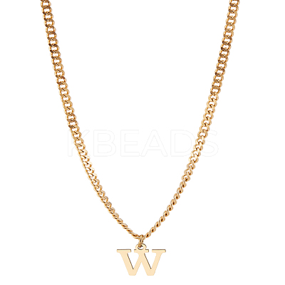 1Pc 304 Stainless Steel Letter Pendant Necklaces NJEW-LP0001-33W-G-1