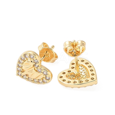 Brass Micro Pave Clear Cubic Zirconia Stud Earrings EJEW-M103-11G-1