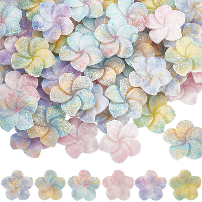 60Pcs 6 Colors Oapque Resin Decoden Cabochons RESI-SC0005-82-1