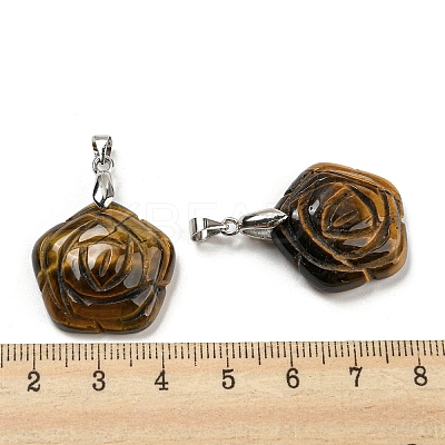 Natural Tiger Eye Carved Pendants G-I319-02P-A06-1