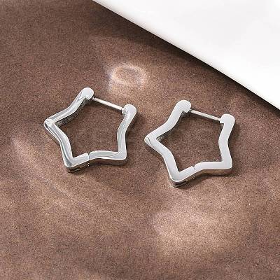 304 Stainless Steel Star Hoop Earrings EJEW-P324-02P-1
