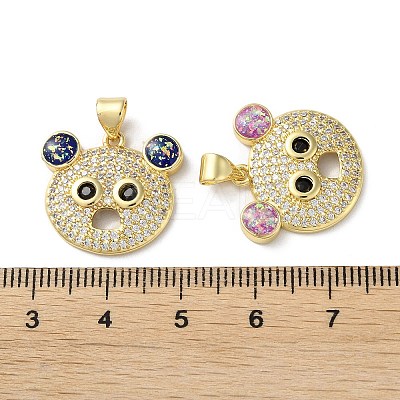 Brass Micro Pave Clear Cubic Zirconia Pendants KK-C045-46G-1