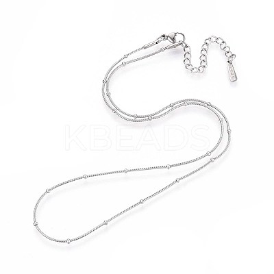 1MM 304 Stainless Steel Satellite Chain Necklaces NJEW-N058-07A-P-1