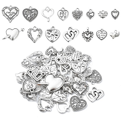 45Pcs 15 Styles Tibetan Styles Alloy Pendants FIND-YW0005-09-1