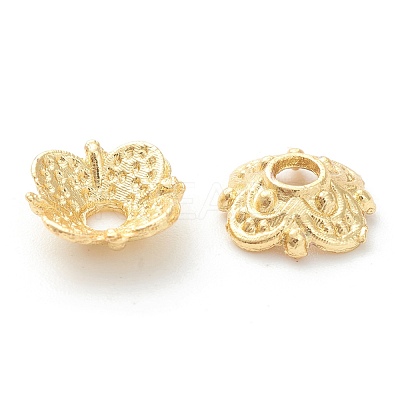 Rack Plating Alloy Flower Bead Caps KK-J277-03G-1