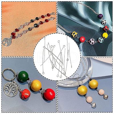 800Pcs 304 Stainless Steel Eye Pins STAS-YW0003-03-1