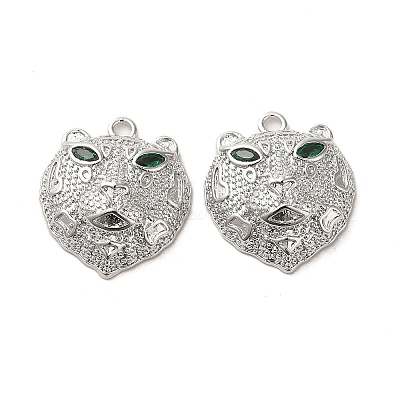 Brass Micro Pave Green Cubic Zirconia Pendants KK-G481-08P-1