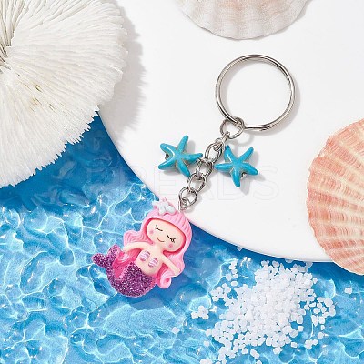 Mermaid Opaque Resin Pendant Keychain KEYC-JKC00624-03-1