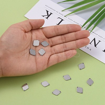 Tarnish Resistant Smooth Surface Stainless Steel Rhombus Stamping Blank Tag Links connectors STAS-R064-72-1