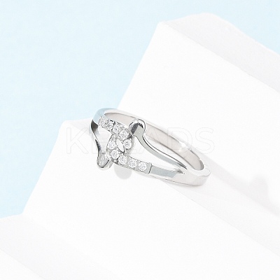 304 Stainless Steel Clear Cubic Zirconia Finger Rings for Women RJEW-Z115-01P-1