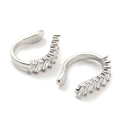 Clear Cubic Zirconia Cuff Earrings EJEW-G295-13P-1