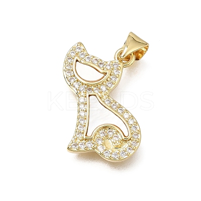 Brass Micro Pave Clear Cubic Zirconia Pendants CU-CBAF50C-10G-1