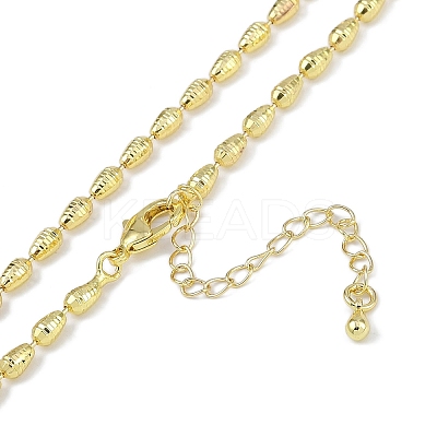 Rack Plating Brass Textured Teardrop Link Chain Necklaces for Women NJEW-K382-07G-1