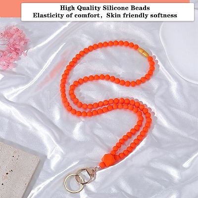 Silicone Beaded ID Card Neck Straps NJEW-SW00025-01-1