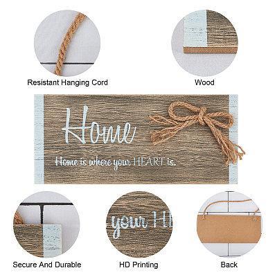 Natural Wood Hanging Wall Decorations for Front Door Home Decoration HJEW-WH0012-02-1