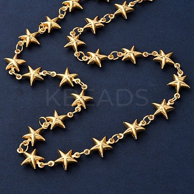304 Stainless Steel Star Link Chain Necklaces for Women NJEW-G178-13G-1