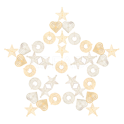 48Pcs 3 Style 2 Colors Brass Pendants & Links KKC-SC0001-03-1