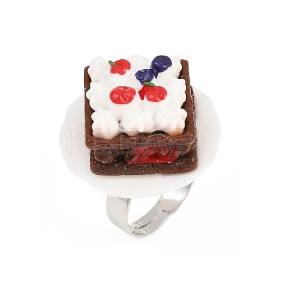 Afternoon Tea Resin & Plastic Adjustable Finger Rings for Women LS-RJEW-K317-01E-1