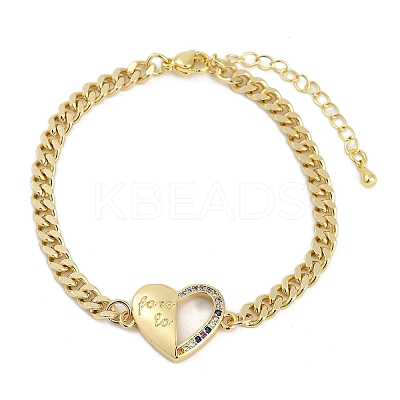 Brass Micro Pave Cubic Zirconia Link Bracelets BJEW-M050-06G-02-1