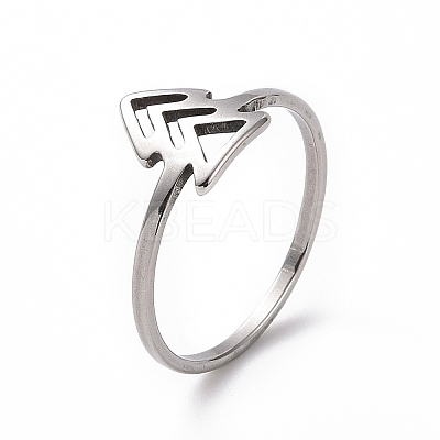 Non-Tarnish 201 Stainless Steel Arrow Mark Finger Ring for Women RJEW-J051-05P-1