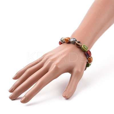 Ethnic Style Colorful Handmade Porcelain Beaded Stretch Bracelet for Women BJEW-JB09089-02-1