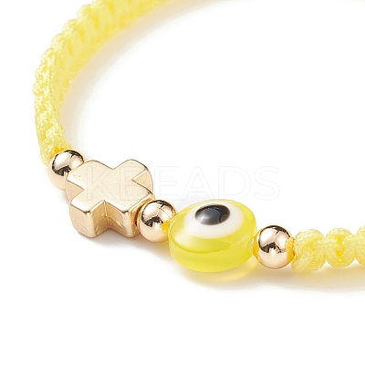 3Pcs 3 Style Resin Evil Eye Braided Bead Bracelets Set BJEW-JB08812-1