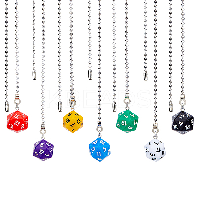 7Pcs 7 Colors Dice Acrylic Charms Ceiling Fan Pull Chain Extenders HJEW-DC00015-1