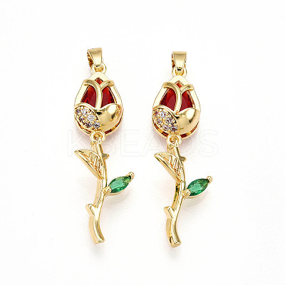 Brass Micro Pave Cubic Zirconia Pendants KK-N254-221G-03-1