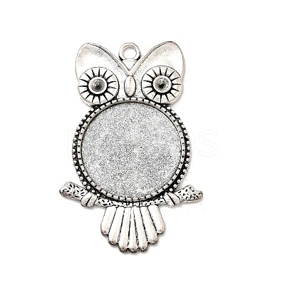 Owl Tibetan Style Alloy Big Pendant Rhinestone & Cabochon Settings LS-TIBE-S297-07AS-LF-1