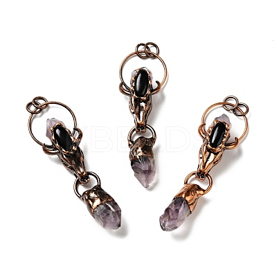 Natural Amethyst & Black Onyx Nuggets Big Pendants G-D468-26R-1