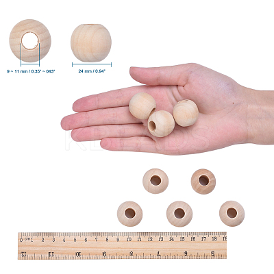 Unfinished Wood Beads X-WOOD-25-LF-1