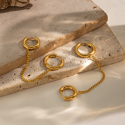 304 Stainless Steel Double Hoop Earrings for Women XJ9052-1-1