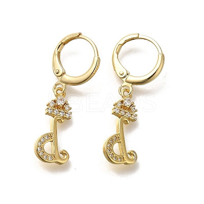Brass Clear Cubic Zirconia Hoop Earrings EJEW-M045-01D-1