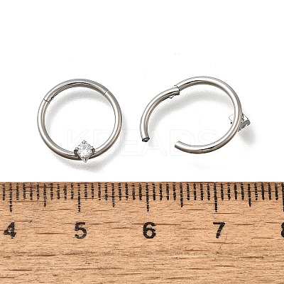 304 Stainless Steel Clear Cubic Zirconia Rhombus Hoop Nose Rings AJEW-D306-12P-1