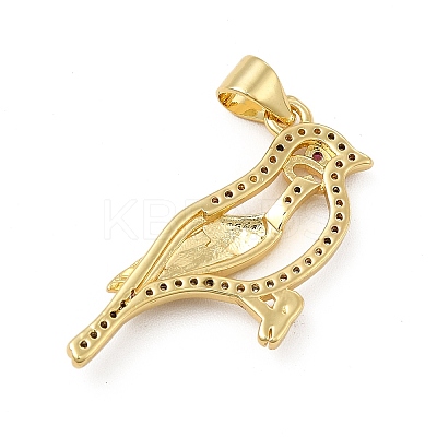 Real 18K Gold Plated Brass Micro Pave Cubic Zirconia Robin Brid Pendants KK-E072-25G-1