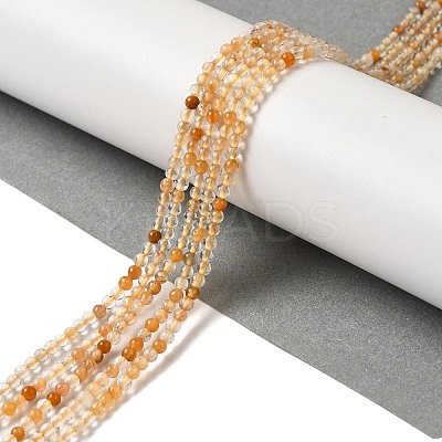 Natural Yellow Hematoid Quartz/Golden Healer Quartz Beads Strands G-B090-A09-02-1