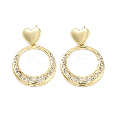 Rack Plating Brass Micro Pave Cubic Zirconia Studs Earrings EJEW-B047-03G-03-1