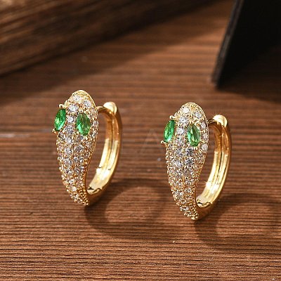 Brass Cubic Zirconia Hoop Earrings EJEW-D301-05G-02-1