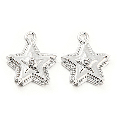 Brass Micro Pave Cubic Zirconia Charms KK-E090-35P-1