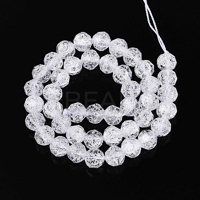Transparent Crackle Glass Beads Strands GLAA-N053-8mm-11-1