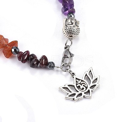 Natural & Synthetic Mixed Stone Charm Bracelets X-BJEW-JB04267-1